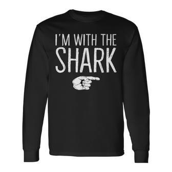 I'm With The Shark Matching Costume Lazy Halloween Party Long Sleeve T-Shirt | Seseable FR