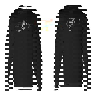 Inline Speed Skating Heartbeat Retro ECG EKG Long Sleeve T-Shirt | Mazezy