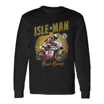 Isle Of Man Road Racing Manx Retro Motorcycle Race Long Sleeve T-Shirt - Thegiftio UK