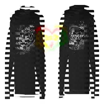 Jah Bless Up Rasta Reggae Music Hand Heart Rastafari Long Sleeve T-Shirt | Mazezy