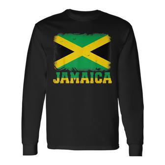Jamaican Flag Vintage Jamaica Souvenir Love Travel Vacation Long Sleeve T-Shirt | Mazezy