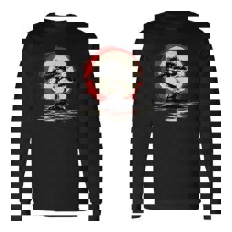 Japanese Bonsai Tree And Sunset Long Sleeve T-Shirt - Thegiftio