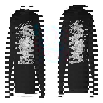 Japanese Dragon Kawaii Kitten Cute Cat Pastel Anime Lover Long Sleeve T-Shirt - Thegiftio