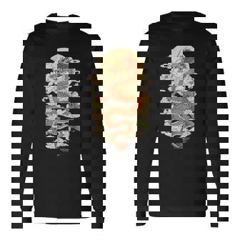 Japanese Dragon Sakura Moon Asian Lotus Blossoms Dragon Long Sleeve T-Shirt | Seseable UK