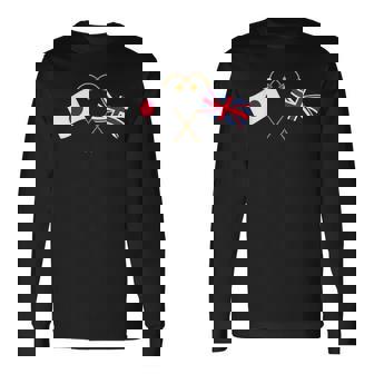 Japanese Flag British Flag 英国遺産 イングリッシュルーツ 日本の国旗 イギリスの国旗 長袖Tシャツ - Kawaiitshirt