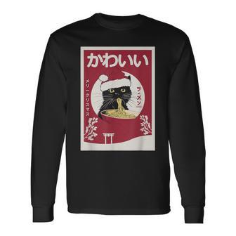 Japanische Ramenkatze Weihnachten Weihnachtsmannmütze Anime Kawaii Katze Xmas Langarmshirts - Geschenkecke