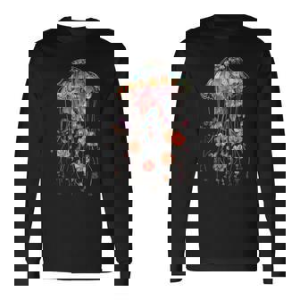 Jellyfish Flowers Vintage Floral Scuba Diving Surf Long Sleeve T-Shirt - Thegiftio