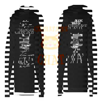 Jeuis Pas Célibataire J'ai Un Chat Cadeau Humour Chat T-shirt à manches longues - Cadeauxyz