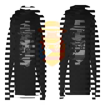 Jibaro Coqui Frog Puerto Rico Flag Boricua Pocket Borinquen Long Sleeve T-Shirt | Mazezy