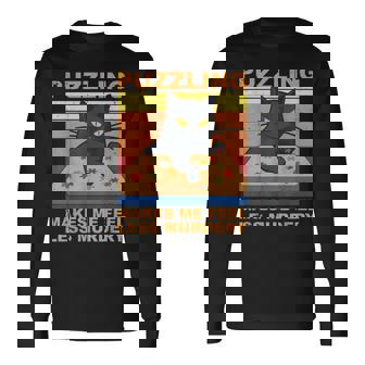 Jigsaw Puzzle Cat Puzzler Puzzle Lover Long Sleeve T-Shirt - Thegiftio