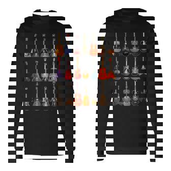 Jolie Chemise En Forme De Guitare Rock N Roll Avec Instruments De Musique T-shirt à manches longues - Cadeauxyz