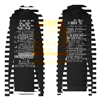 Jones Name Personalized Jones Last Name Long Sleeve T-Shirt - Thegiftio