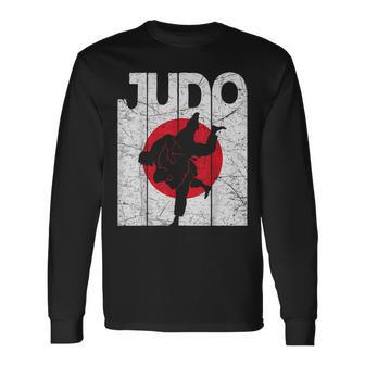 Judo Vintage Martial Arts Retro Judo Japanese Flag Long Sleeve T-Shirt - Thegiftio UK