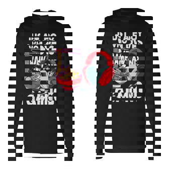 Just A Boy Who Loves Ramen And Gaming Japan Anime Video Game Long Sleeve T-Shirt - Thegiftio