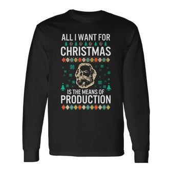 Karl Marx Navidad Roja Fea Navidad Es El Medio De Producción Manga Larga Camiseta de manga larga - Regaloses