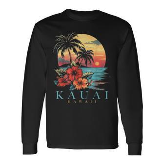 Kauai Hawaii Aloha Hawaiian Surf Surfer Vintage Long Sleeve T-Shirt - Thegiftio UK