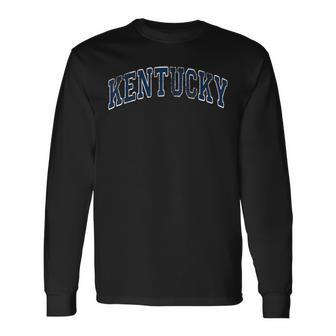 Kentucky Ky Retro Vintage Athletic Sports Blue Style Long Sleeve T-Shirt | Mazezy