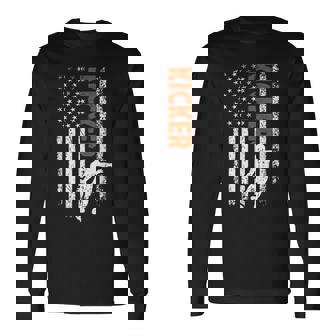 Kicker US Flag Football Kicker Football Placekicker Long Sleeve T-Shirt | Mazezy
