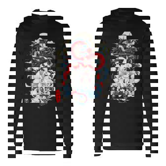 Kitsune À Neuf Queues Renard Et Dragon Temple Japonais Moon T-shirt à manches longues - Cadeauxyz