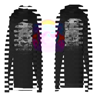 Koala Sunglasses Retro Palm Tree Long Sleeve T-Shirt - Monsterry