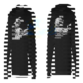 La Gran Ola Fuera De Kanagawa Japeneseintage Ilustraciones Hokusai Camiseta de manga larga - Regaloses