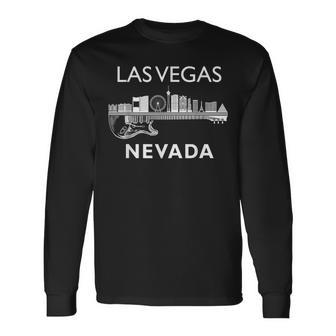 Las Vegas City Skyline Music Nevada Souvenir Las Vegas Long Sleeve T-Shirt | Mazezy