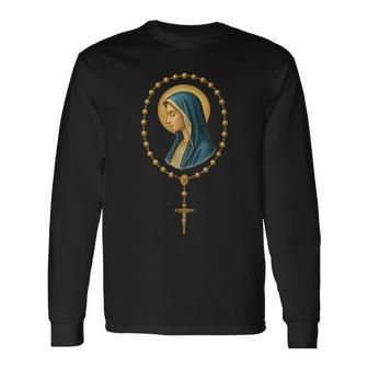 Leaint Rosaire -Ierge Marie Catholique T-shirt à manches longues - Cadeauxyz