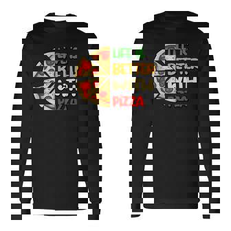 Leben Mit Pizza Italienisches Essen Chefkoch Pizzabäcker Langarmshirts - Seseable