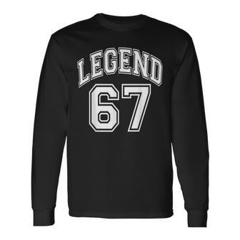 Legend 67 Number Varsity Team 67Th Birthday & 67 Years Old Long Sleeve T-Shirt - Thegiftio UK