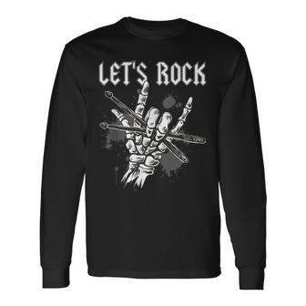 Let's Rock And Roll Rockero Manos Esqueléticas De Rock In Mangas Camiseta de manga larga - Regaloses