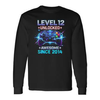 Level 12 Unlocked Awesome Since 2014 12Th Birthday Boy Gamer Long Sleeve T-Shirt - Thegiftio UK
