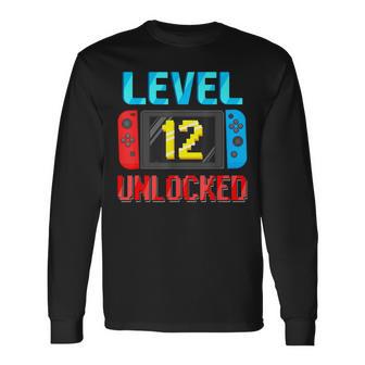 Level 12 Unlocked Birthday Video Gamer 12Th Birthday Party Long Sleeve T-Shirt - Thegiftio UK