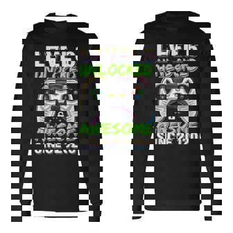 Level 6 Unlocked Awesome Since 2020 6Th Birthday Gaming Boys Long Sleeve T-Shirt - Monsterry