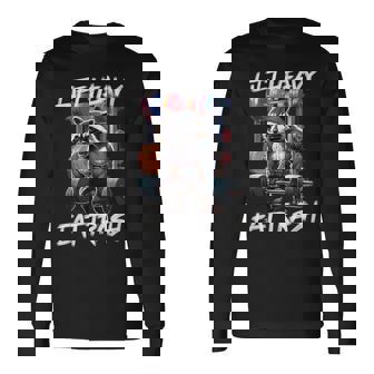 Lift Heavy Eat Trash Weightlifting Bodybuilding Gym Raccoon Long Sleeve T-Shirt | Mazezy