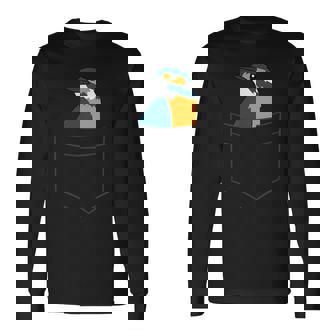 Lindo Martín Pescador En Un Bolsillo Pájaros De Amor Martín Camiseta de manga larga - Regaloses