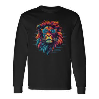 Lion In Shades Men's S-6Xl Graphic Long Sleeve T-Shirt - Thegiftio UK