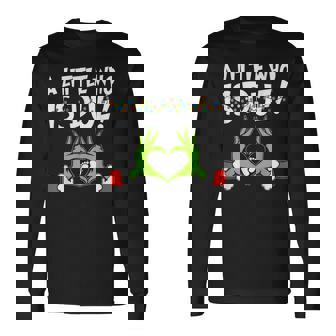 A Little Who Is Due Pregnancy Announcement Christmas Long Sleeve T-Shirt | Seseable CA