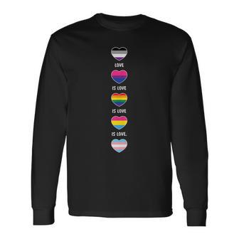 Love Is Love Gay Lesbiana Biexual Corazón Lgbt Banderas Orgullo In Mangas Camiseta de manga larga - Regaloses