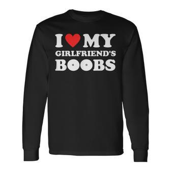 I Love My Girlfriend's Boobs I Red Hot Heart Boobies Long Sleeve T-Shirt - Thegiftio UK
