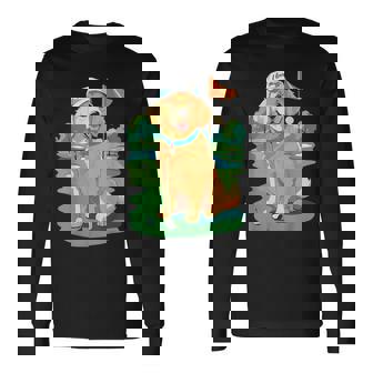 I Love Golf Golf Dog Illustration Golden Retriever Long Sleeve T-Shirt | Mazezy