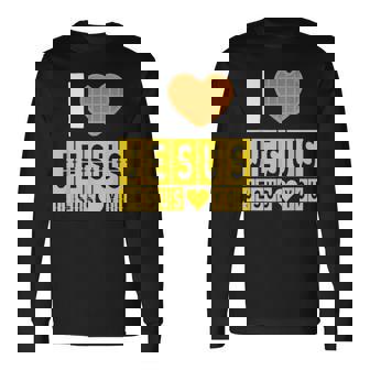 I Love Jesus Waffle Heart Jesus Loves You Breakfast Long Sleeve T-Shirt | Mazezy