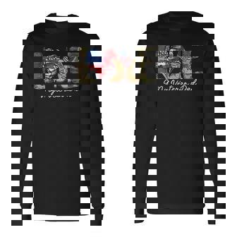 Love My Veteran Dad Proud Military Father American Flag Long Sleeve T-Shirt | Mazezy