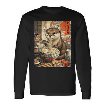 Lustiger Ramen Otter Anime Otaku Nudeln Grafik Langarmshirts - Geschenkecke