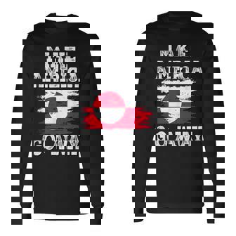 Make America Go Away グリーンランド国旗 アンティーク調 長袖Tシャツ - Kawaiitshirt