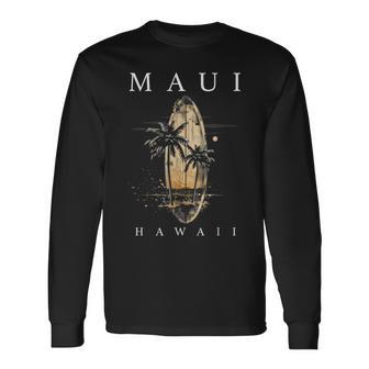 Maui Hawaii Surf Hawaiian Vintage Surfing Surfer Long Sleeve T-Shirt - Thegiftio UK