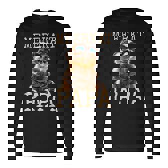 Meerkat Papaミーアキャット パパ パパ 父の日 マングース パパ スリケート ファーザー 長袖Tシャツ - Kawaiitshirt