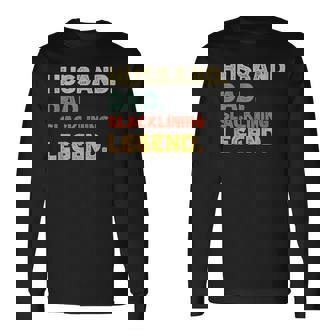 Mens Funny Husband Dad Slacklining Legend Vintage Retro Long Sleeve T-Shirt | Mazezy