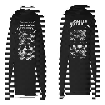 Meowtallica ブラック ホワイト 面白い パロディバンド 猫 子猫 恋人 長袖tシャツ 長袖Tシャツ - Kawaiitshirt