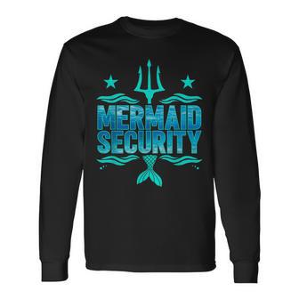 Mermaid Security Squad Matching Trident Birthday Love Merman Long Sleeve T-Shirt - Thegiftio UK
