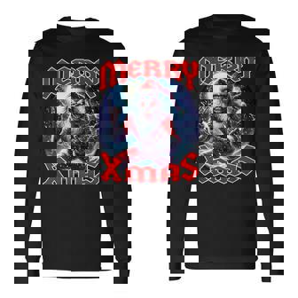 Merry Christmas Heavy Metal Band Death Metal Vintage Santa Long Sleeve T-Shirt | Seseable CA